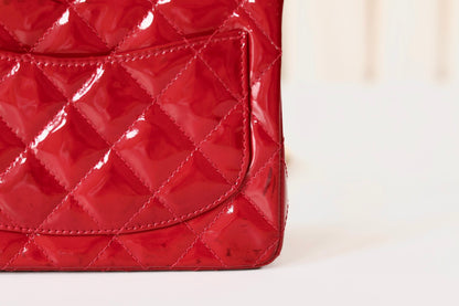 Chanel red patent mini square