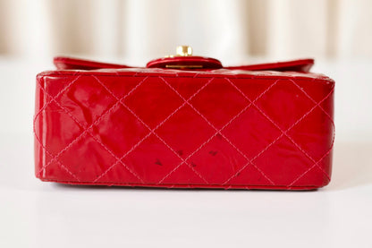 Chanel red patent mini square