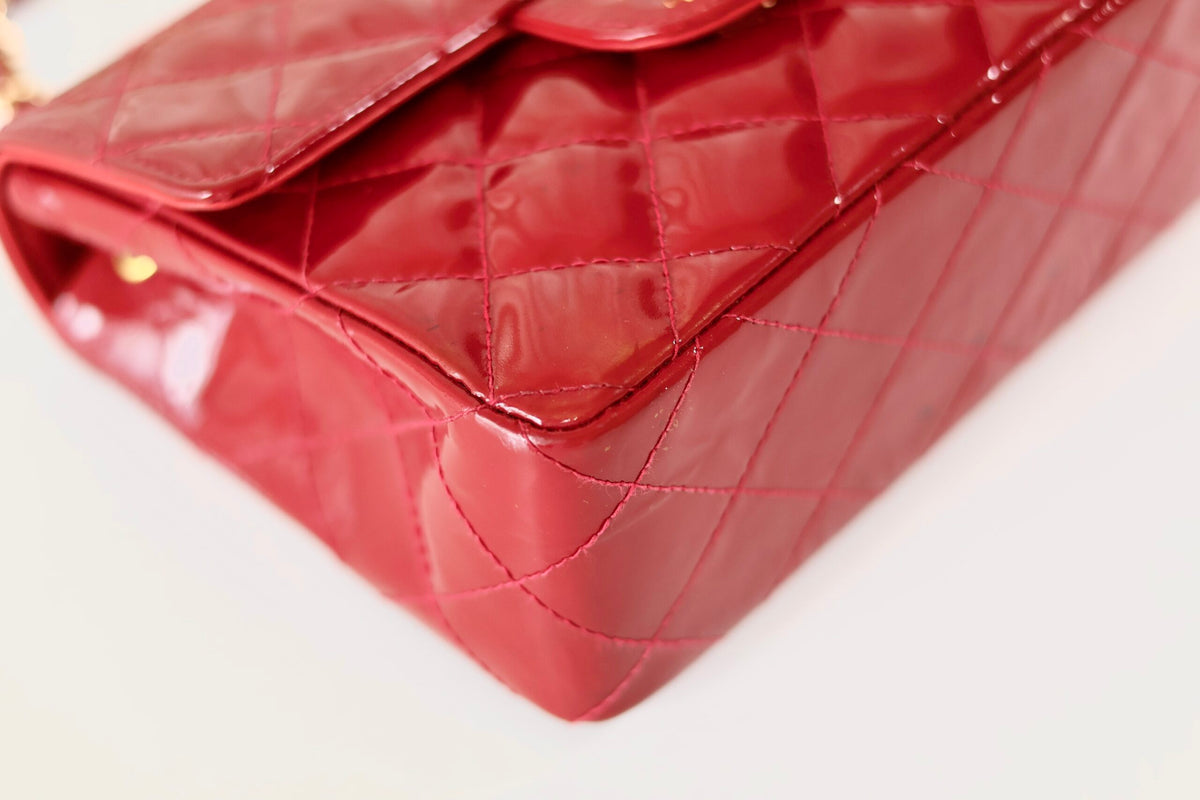 Chanel red patent mini square