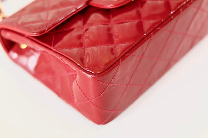 Chanel red patent mini square