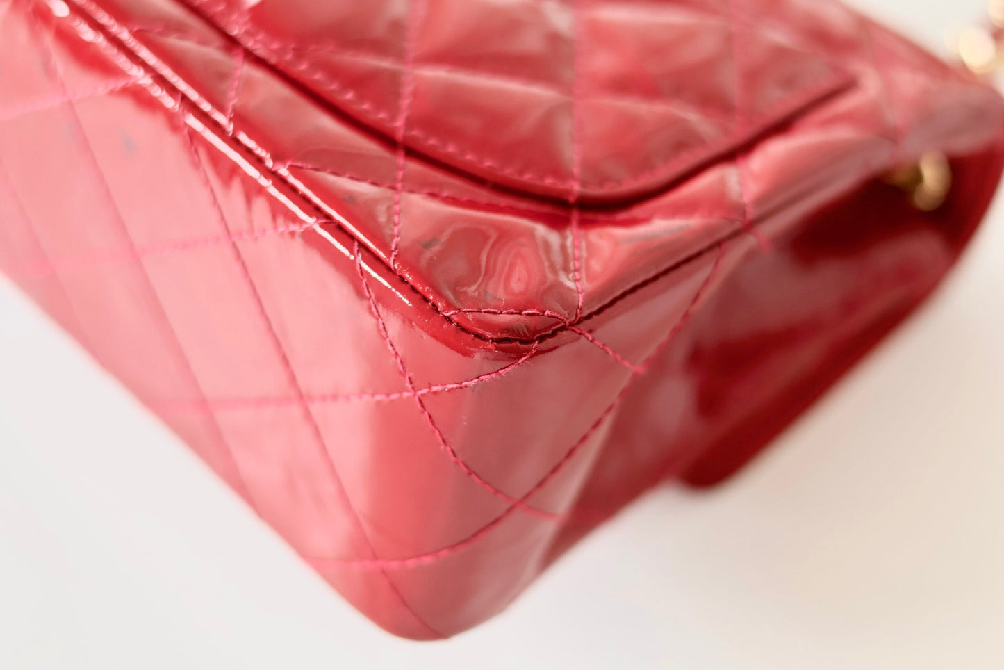 Chanel red patent mini square