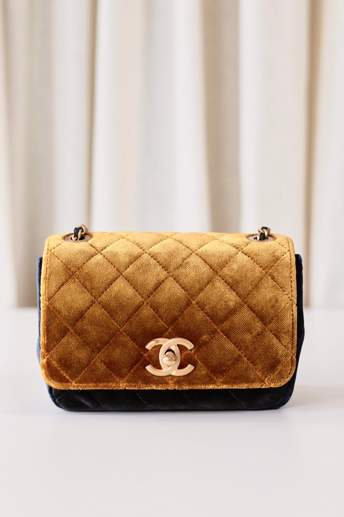 Chanel velvet single flap bag