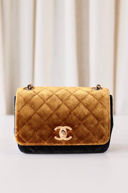 Chanel velvet single flap bag