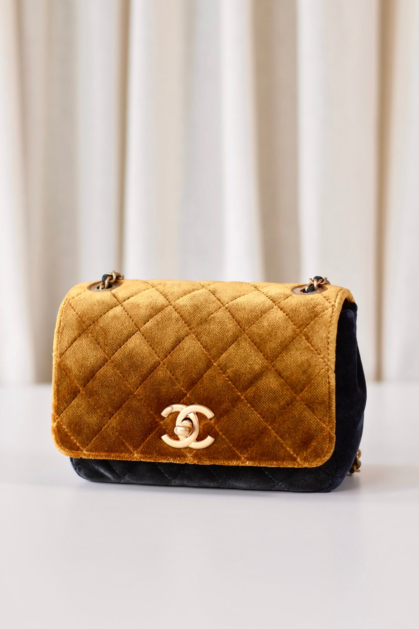 Chanel velvet single flap bag