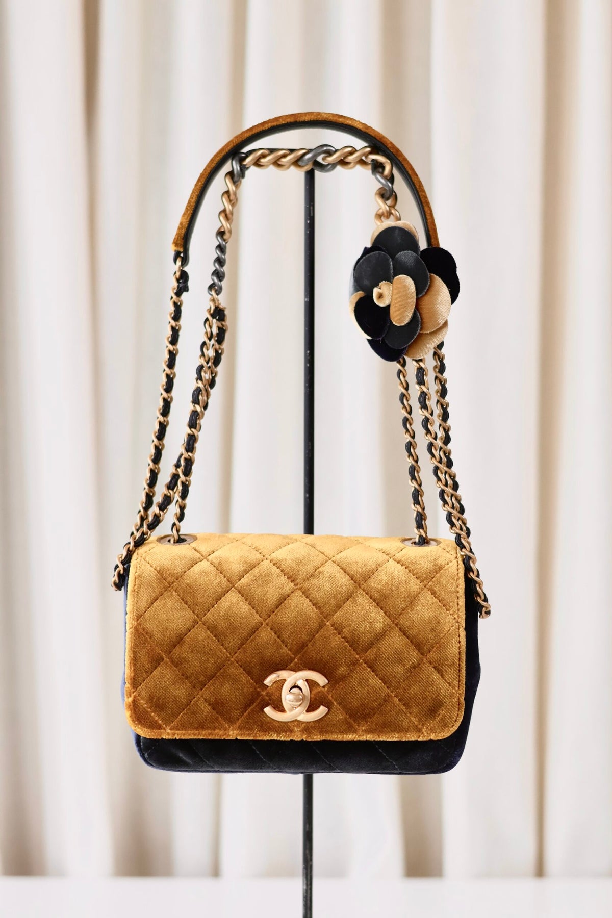 Chanel velvet single flap bag