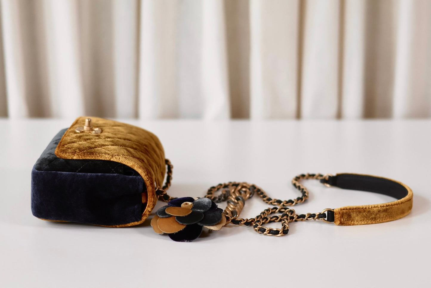 Chanel velvet single flap bag