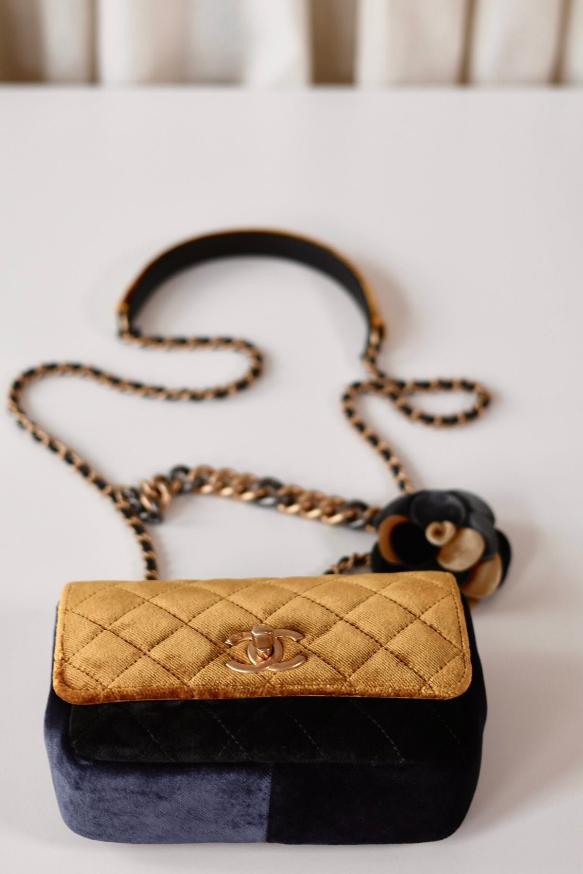 Chanel velvet single flap bag