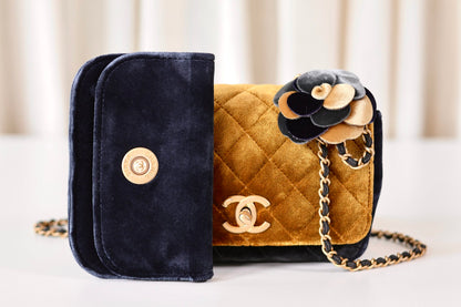 Chanel velvet single flap bag