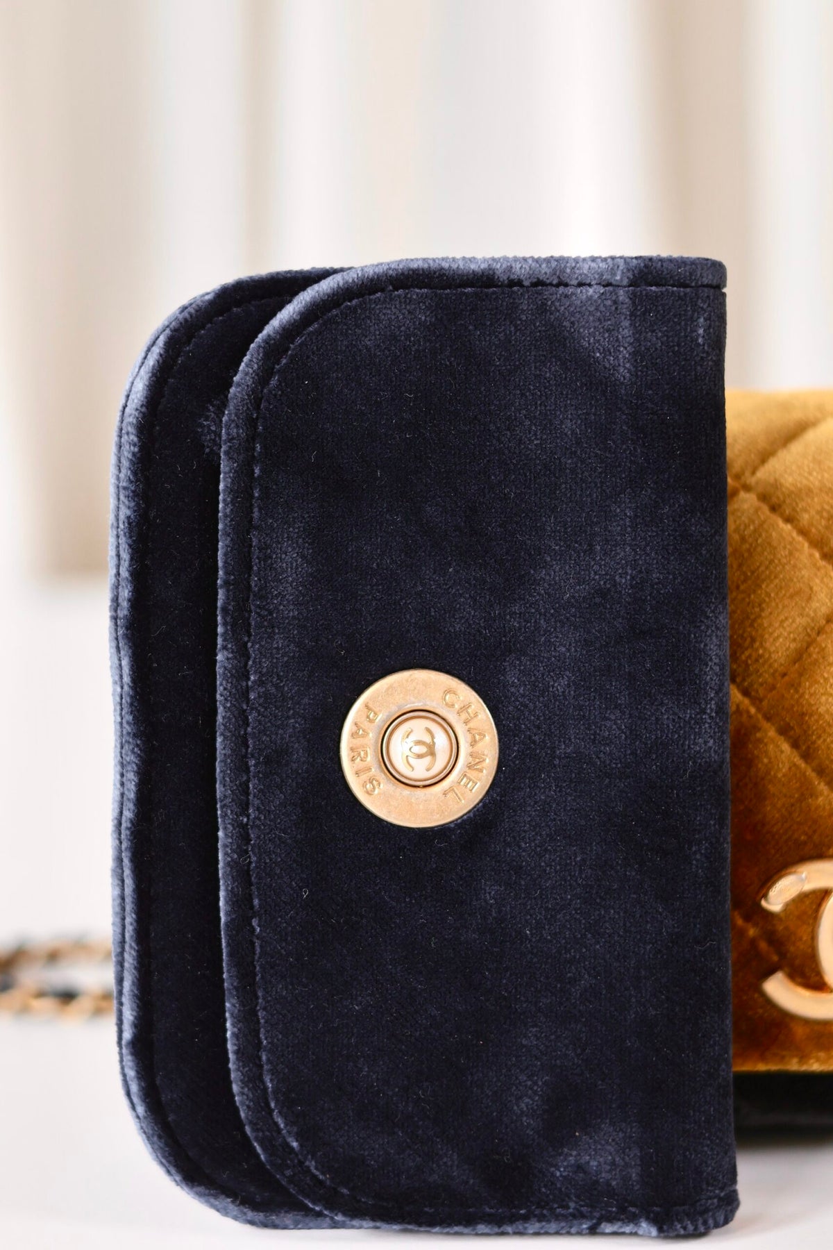 Chanel velvet single flap bag