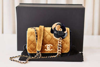 Chanel velvet single flap bag