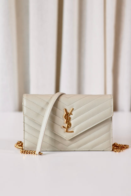 Saint Laurent Cassandre Envelope Wallet On Chain Créme