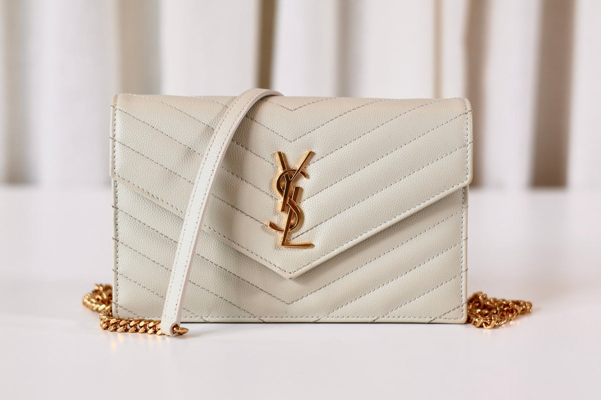 Saint Laurent Cassandre Envelope Wallet On Chain Créme