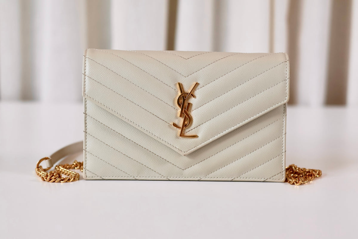 Saint Laurent Cassandre Envelope Wallet On Chain Créme