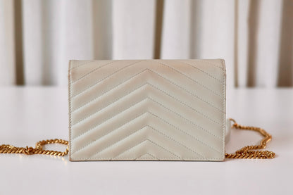 Saint Laurent Cassandre Envelope Wallet On Chain Créme