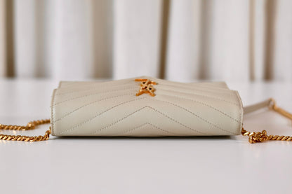 Saint Laurent Cassandre Envelope Wallet On Chain Créme