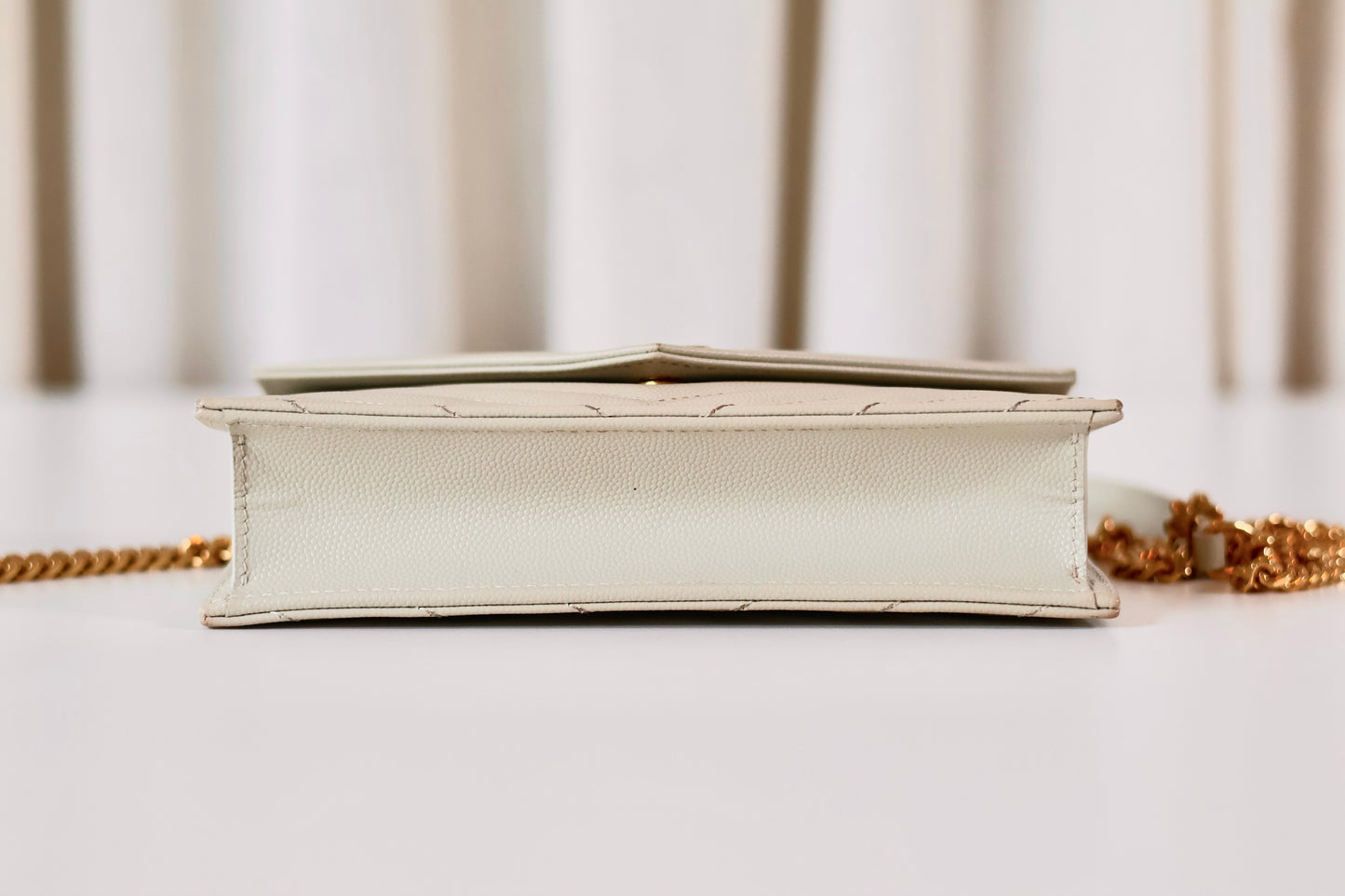 Saint Laurent Cassandre Envelope Wallet On Chain Créme