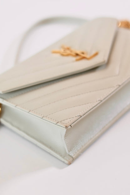 Saint Laurent Cassandre Envelope Wallet On Chain Créme