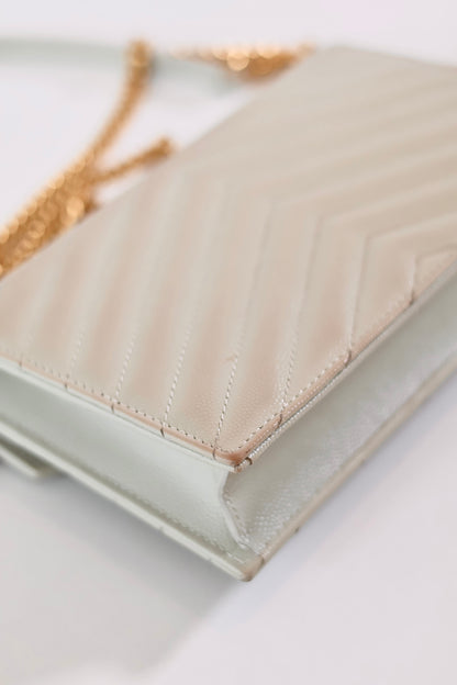 Saint Laurent Cassandre Envelope Wallet On Chain Créme