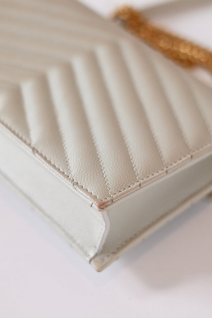 Saint Laurent Cassandre Envelope Wallet On Chain Créme