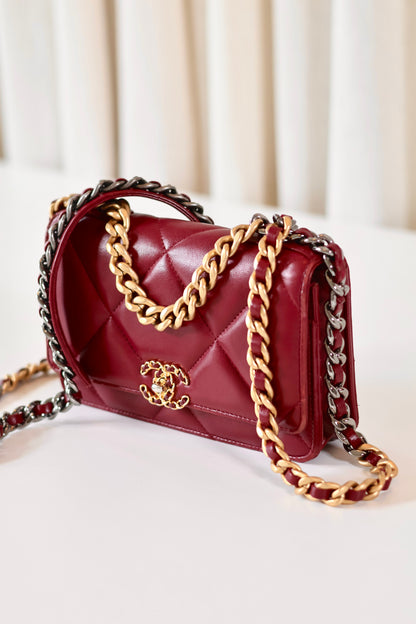 Chanel 19 Wallet On Chain Burgundy