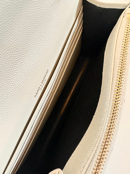Saint Laurent Cassandre Envelope Wallet On Chain Créme