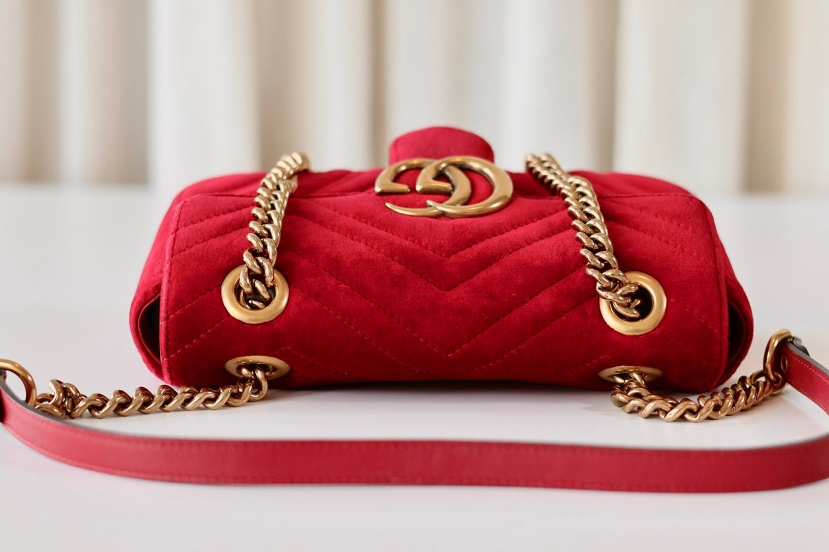 Gucci Marmont red velvet