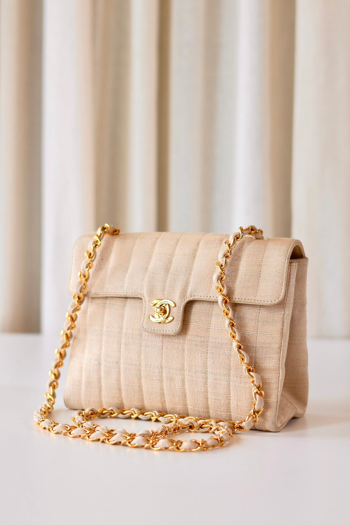 Chanel fabric single flap bag
