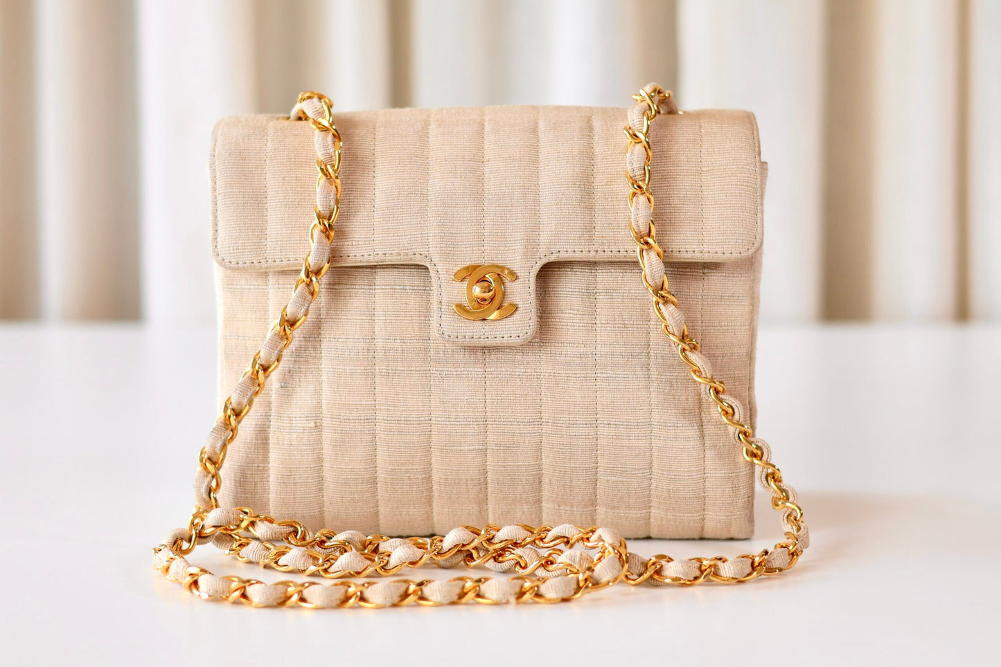 Chanel fabric single flap bag
