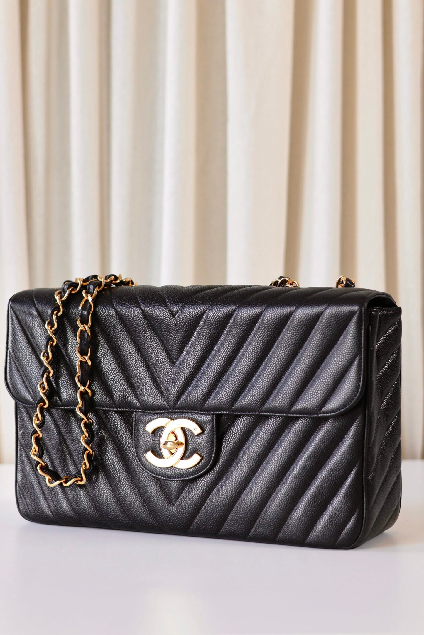 Chanel chevron Jumbo Maxi