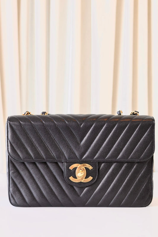 Chanel chevron Jumbo Maxi