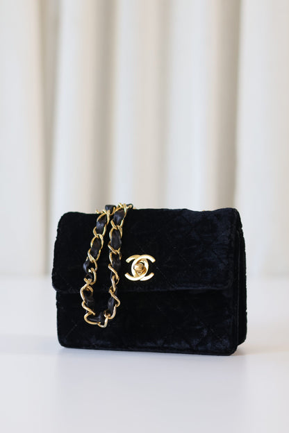 Chanel vintage velvet micro bag