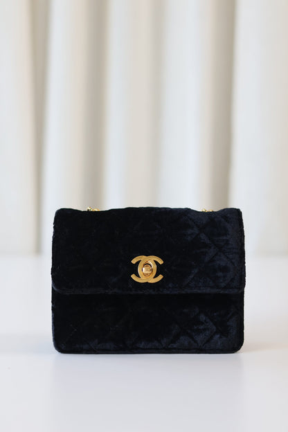 Chanel vintage velvet micro bag