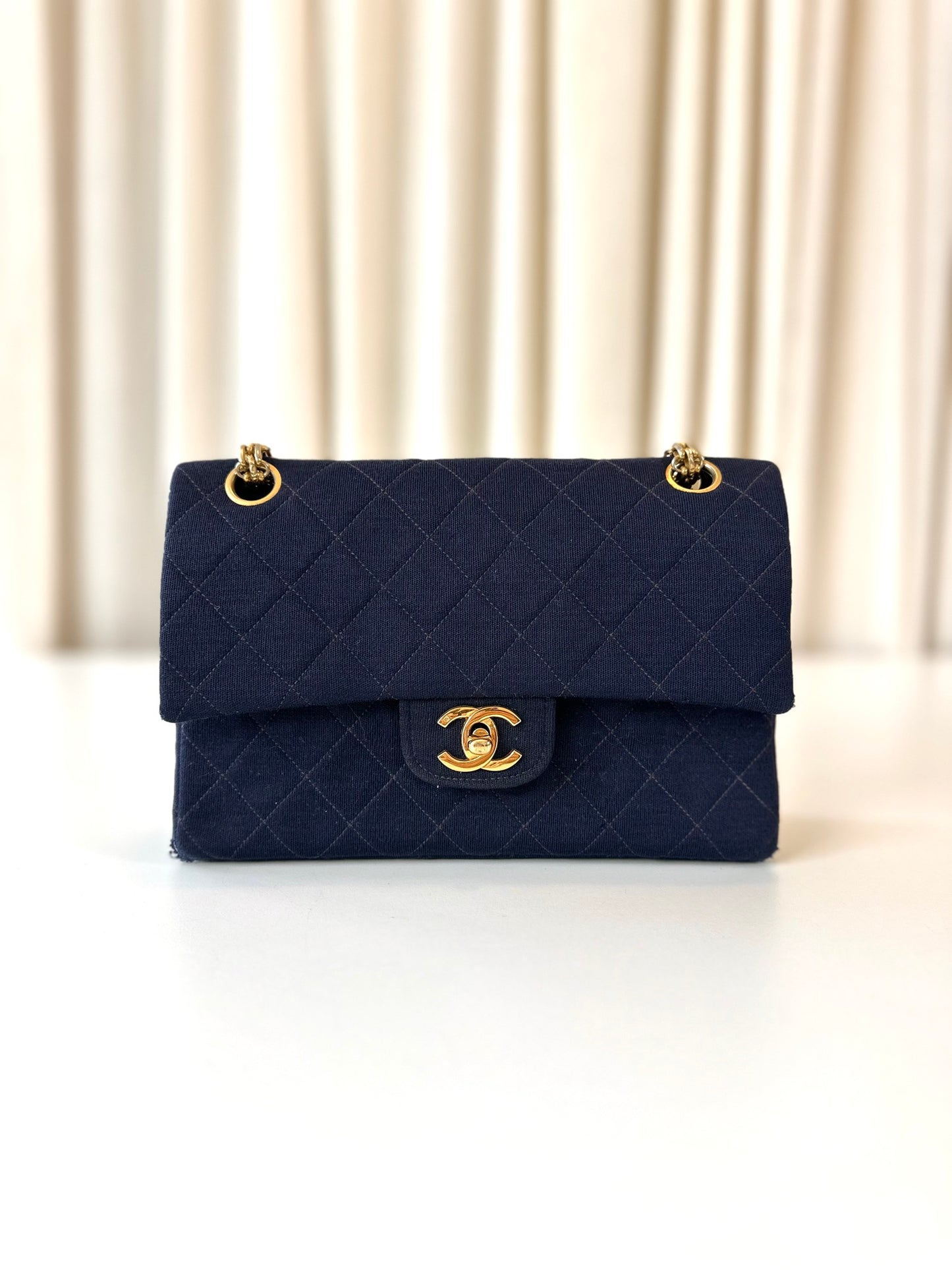 Chanel fabric classic double flap bag small