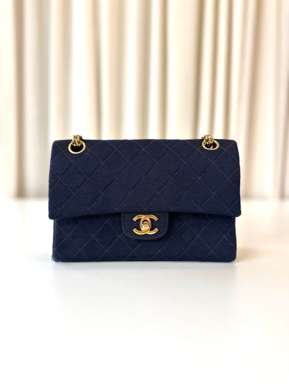 Chanel fabric classic double flap bag small