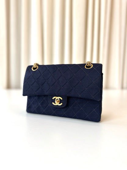 Chanel fabric classic double flap bag small