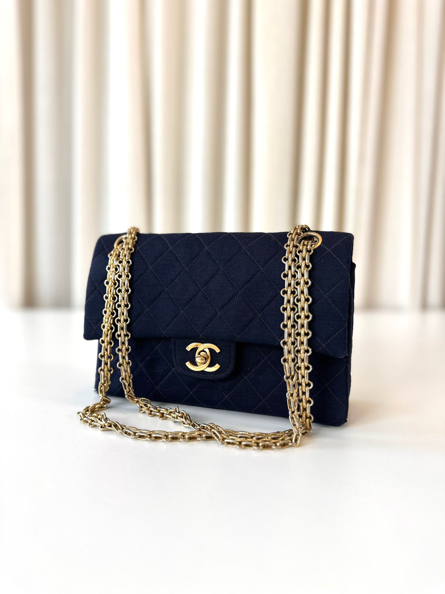 Chanel fabric classic double flap bag small