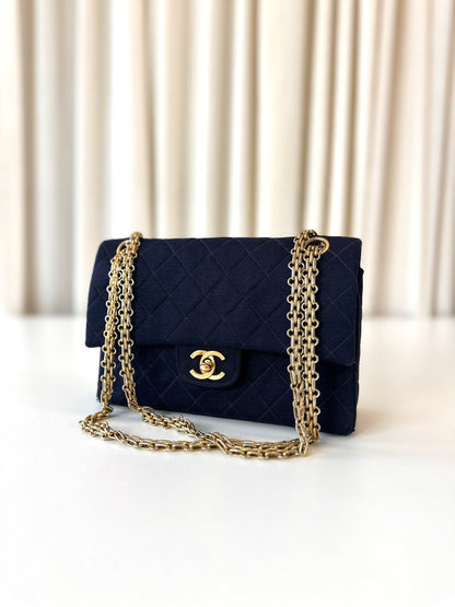 Chanel fabric classic double flap bag small