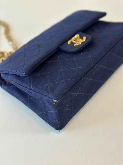 Chanel fabric classic double flap bag small