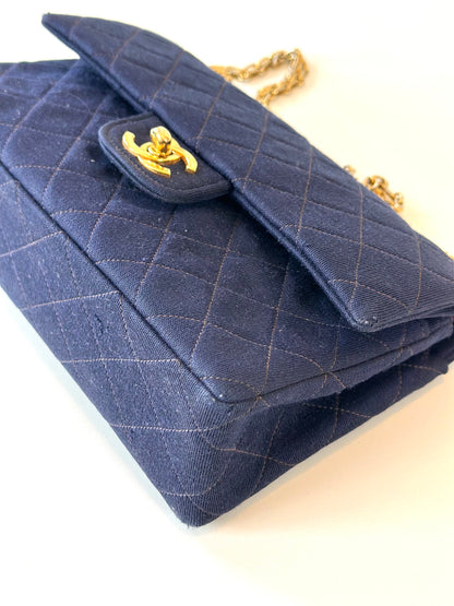 Chanel fabric classic double flap bag small