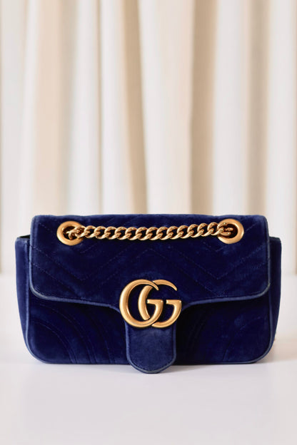 Gucci marmont navy velvet