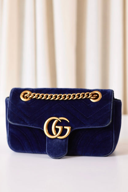 Gucci marmont navy velvet
