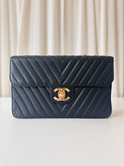 Chanel chevron Jumbo Maxi