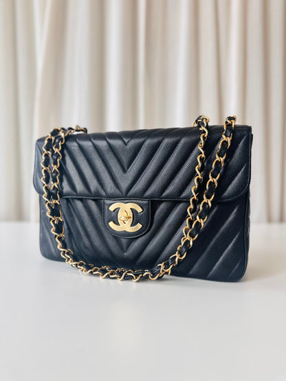 Chanel chevron Jumbo Maxi