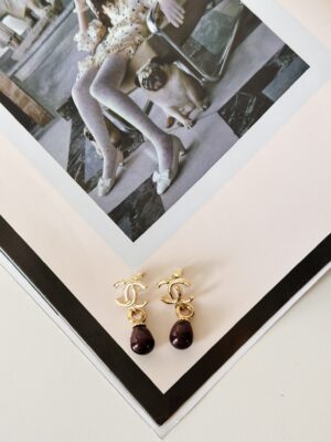 Chanel brown pearl earrings