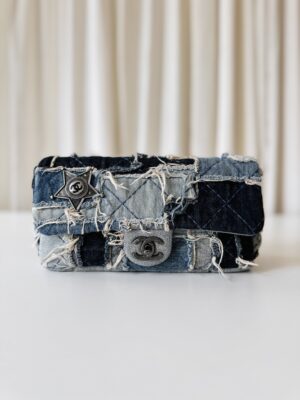 Rare Chanel denim single flap bag