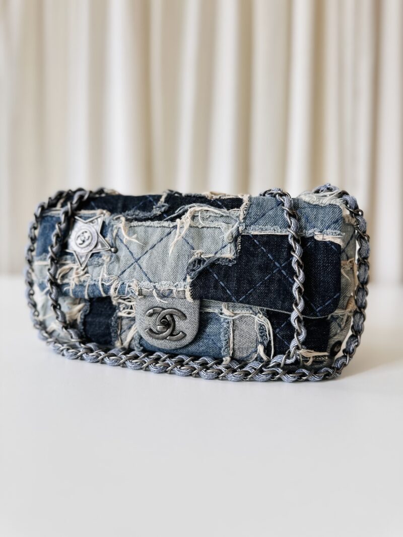 Rare Chanel denim single flap bag - Image 3