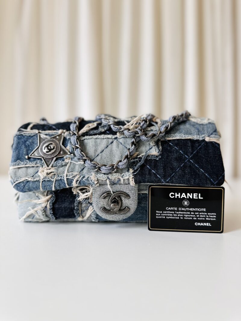 Rare Chanel denim single flap bag - Image 11