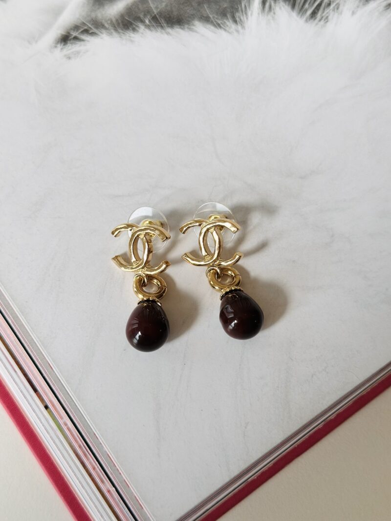 Chanel brown pearl earrings