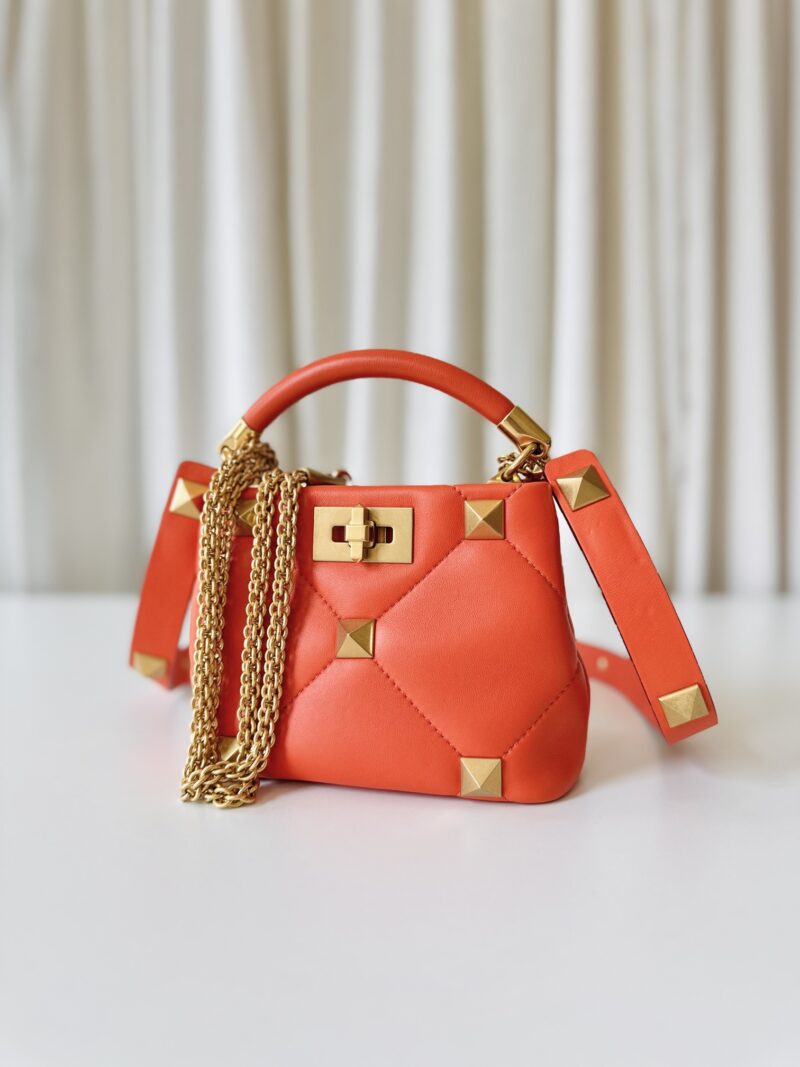 Valentino orange small Roman stud bag - Image 3