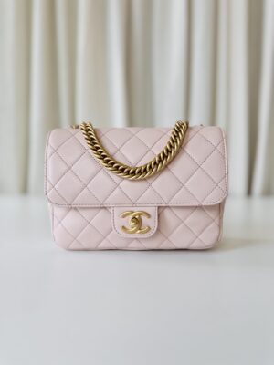 Chanel single flap bag pink
